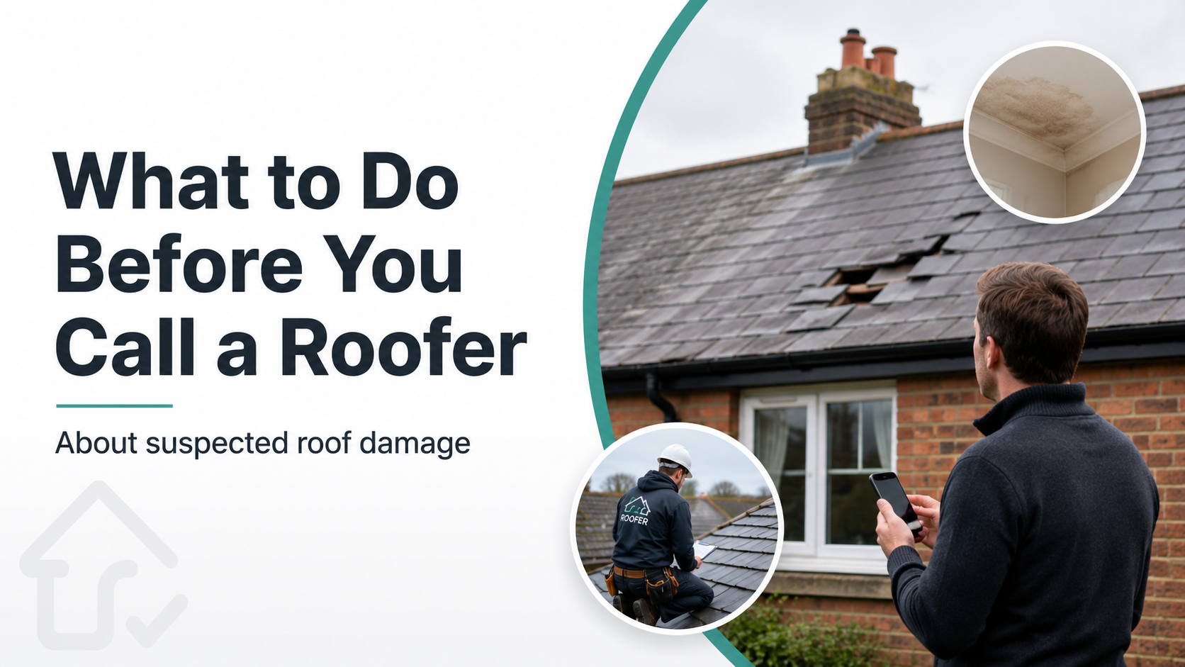 Homeowner standing in a garden looking up at a roof with a few slipped tiles